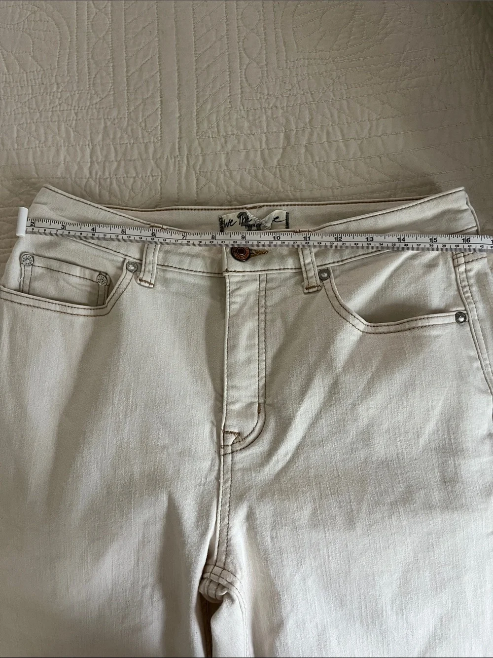 We The Free Free People CRVY High Rise Straight Jeans Cream Off White Size 30